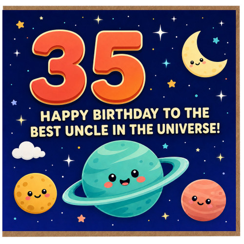 35th Birthday Card for Uncle, Happy Birthday to the Best Uncle in the Universe Space Theme