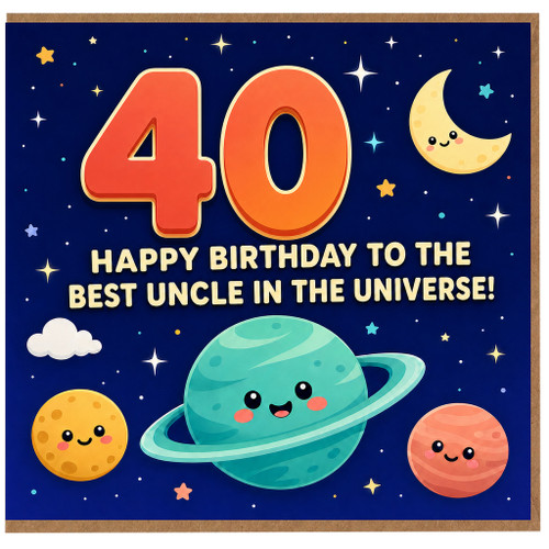 40th Birthday Card for Uncle, Happy Birthday to the Best Uncle in the Universe Space Themed Card