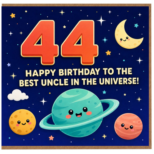 44th Birthday Card for Uncle, Happy Birthday to the Best Uncle in the Universe