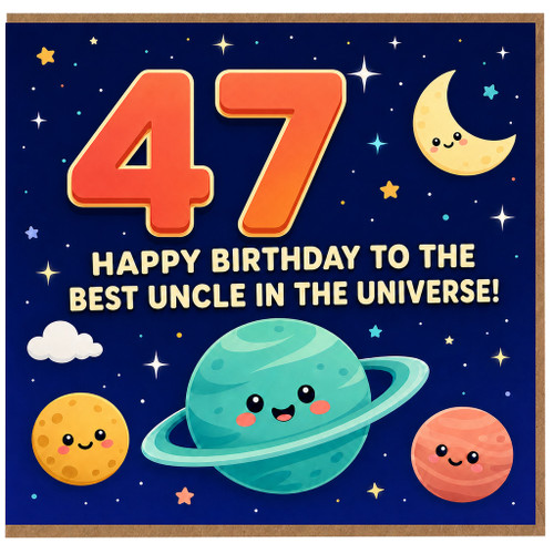 47th Birthday Card for Uncle, Happy Birthday to the Best Uncle in the Universe Space Themed Card