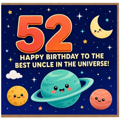 52nd Birthday Card for Uncle, Happy Birthday to the Best Uncle in the Universe