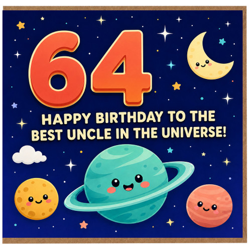 64th Birthday Card for Uncle, Happy Birthday to the Best Uncle in the Universe Space Card