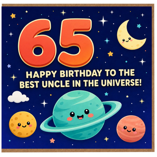 65th Birthday Card for Uncle, Happy Birthday to the Best Uncle in the Universe Space Theme Card