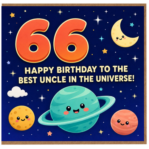 66th Birthday Card for Uncle, Happy Birthday to the Best Uncle in the Universe Card
