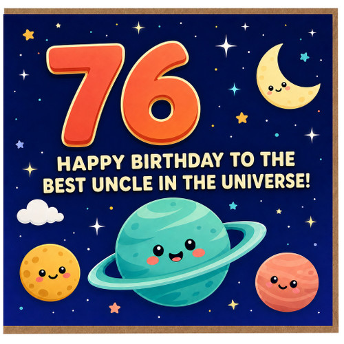 76th Birthday Card for Uncle, Happy Birthday to the Best Uncle in the Universe Space Themed Card