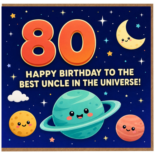 80th Birthday Card for Uncle, Happy Birthday to the Best Uncle in the Universe