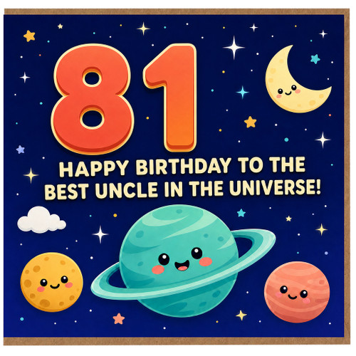 81st Birthday Card for Uncle, Happy Birthday to the Best Uncle in the Universe Space Card