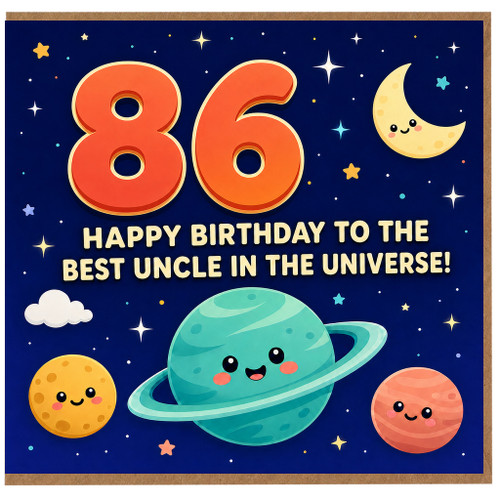 86th Birthday Card for Uncle, Happy Birthday to the Best Uncle in the Universe Space Card