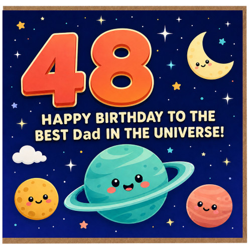 48th Birthday Card for Dad, Happy Birthday to the Best Dad in the Universe Space Design