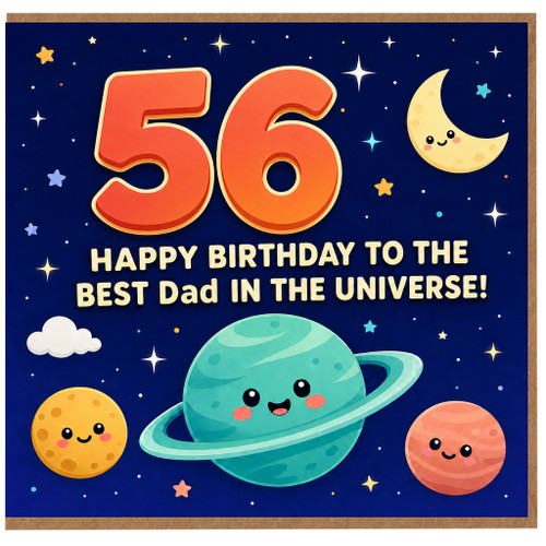 56th Birthday Card for Dad, Happy Birthday to the Best Dad in the Universe