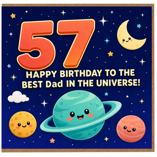 57th Birthday Card for Dad, Happy Birthday to the Best Dad in the Universe