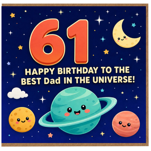 61st Birthday Card for Dad, Happy Birthday to the Best Dad in the Universe