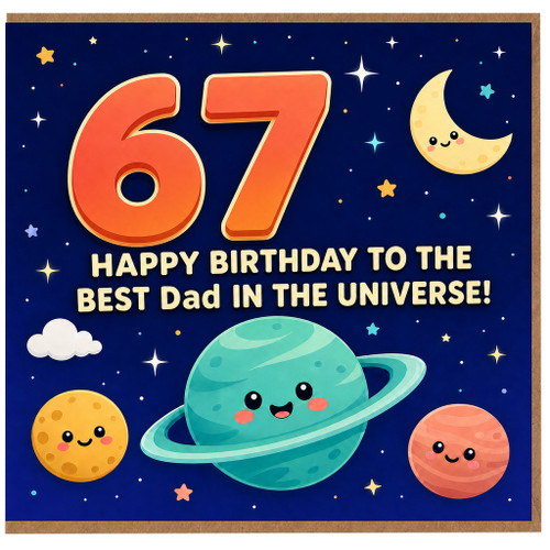 67th Birthday Card for Dad, Happy Birthday to the Best Dad in the Universe Space Theme Card