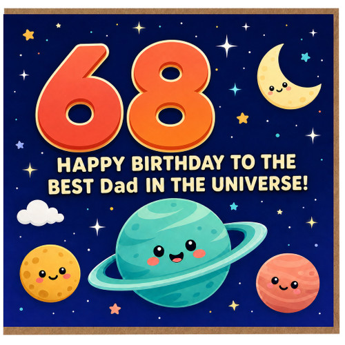68th Birthday Card for Dad, Space Themed Happy Birthday Card