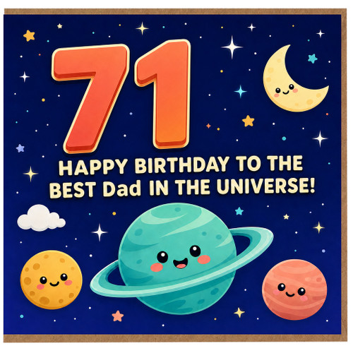 71st Birthday Card for Dad, Happy Birthday to the Best Dad in the Universe Space Card