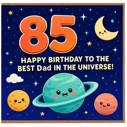 85th Birthday Card for Dad, Happy Birthday to the Best Dad in the Universe Space Theme Card
