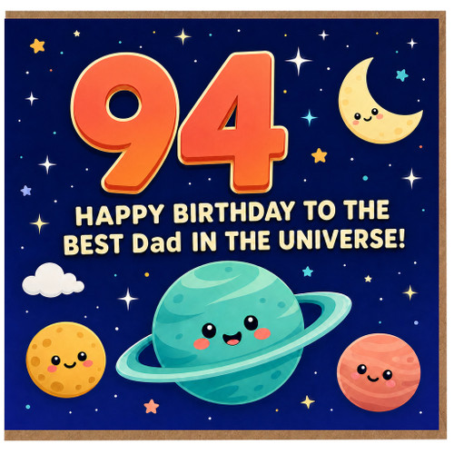 94th Birthday Card for Dad, Happy Birthday to the Best Dad in the Universe Space Card