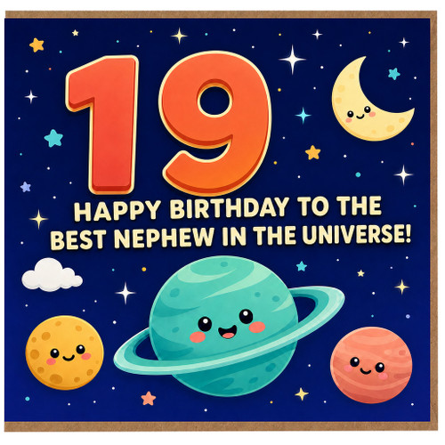 Nephew 19th Birthday Card, Happy Birthday to the Best Nephew in the Universe