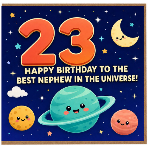 23rd Birthday Card for Nephew, Happy Birthday to the Best Nephew in the Universe Space Card