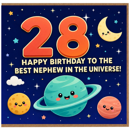 28th Birthday Card for Nephew, Happy Birthday to the Best Nephew in the Universe