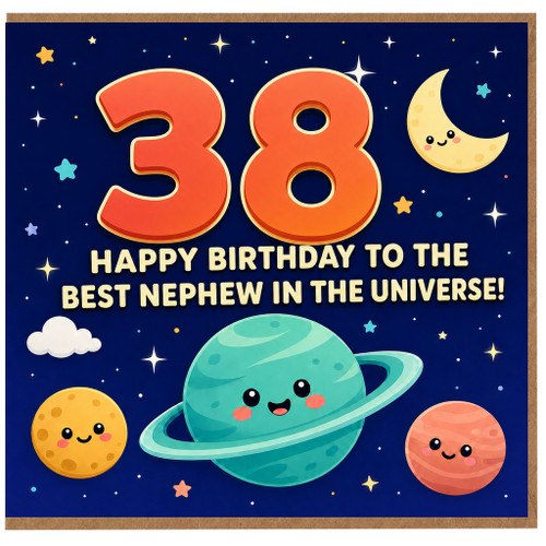 38th Birthday Card for Nephew, Happy Birthday to the Best Nephew in the Universe Space Card