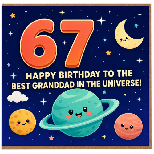 67th Birthday Card for Granddad, Happy Birthday to the Best Granddad in the Universe