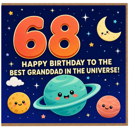 68th Birthday Card for Granddad, Happy Birthday to the Best Granddad in the Universe