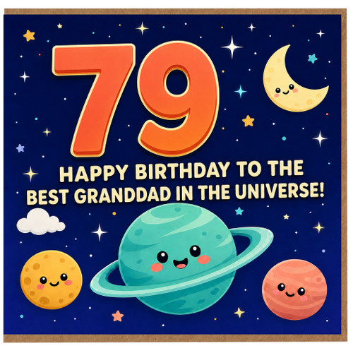 79th Birthday Card for Granddad, Happy Birthday to the Best Granddad in the Universe Space Card