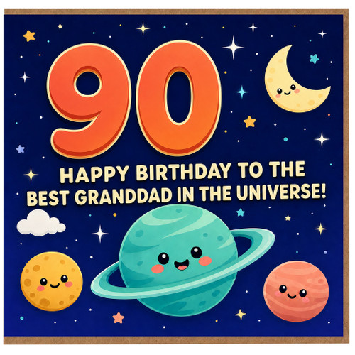 90th Birthday Card for Granddad, Happy Birthday to the Best Granddad in the Universe