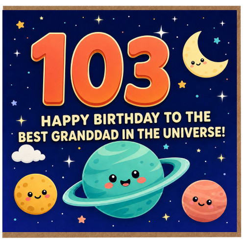 Granddad 103rd Birthday Card, Happy Birthday to the Best Granddad in the Universe