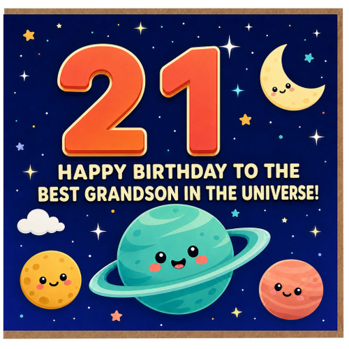 21st Birthday Card for Grandson, Happy Birthday to the Best Grandson in the Universe