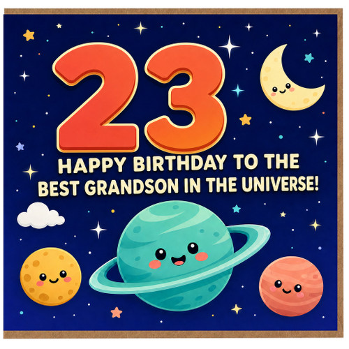 23rd Birthday Card for Grandson, Happy Birthday to the Best Grandson in the Universe Card