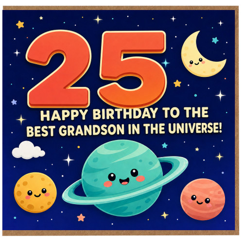 25th Birthday Card for Grandson, Happy Birthday to the Best Grandson in the Universe