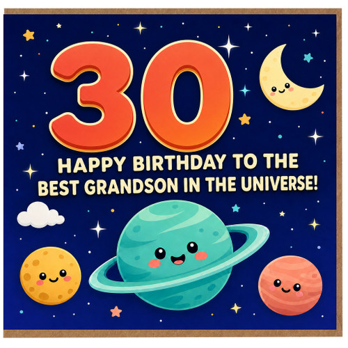 30th Birthday Card for Grandson, Happy Birthday to the Best Grandson in the Universe Space Card