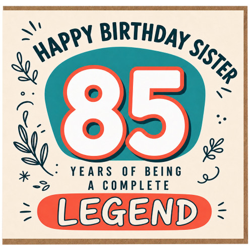 Sister 85th Birthday Card, Happy Birthday Sister 85 Years of Being a Complete Legend