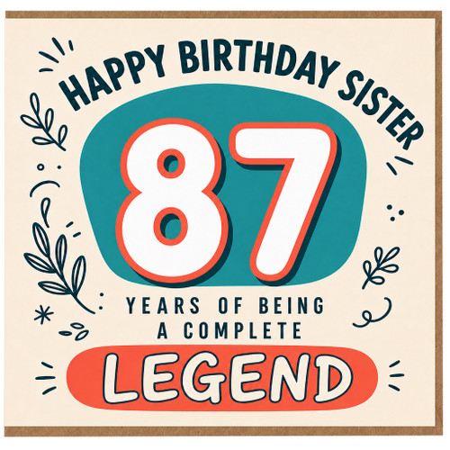 87th Birthday Sister Card, Happy Birthday Sister 87 Legend Card