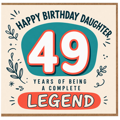 49th Birthday Card for Daughter, Happy Birthday Daughter 49 Years of Being a Complete Legend Card