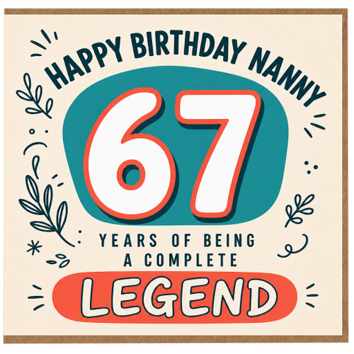 Nanny 67th Birthday Card, Happy Birthday Nanny Complete Legend Card