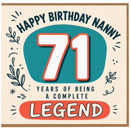 Nanny 71st Birthday Card, Happy Birthday Nanny 71 Years of Being a Complete Legend