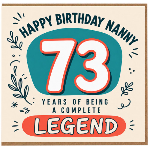 Nanny 73rd Birthday Card, Happy Birthday Nanny 73 Years of Being a Complete Legend Card