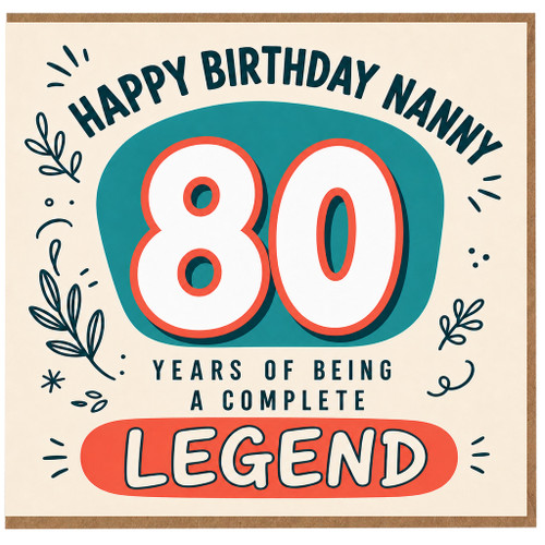 Nanny 80th Birthday Card, Happy Birthday Nanny Legend Card