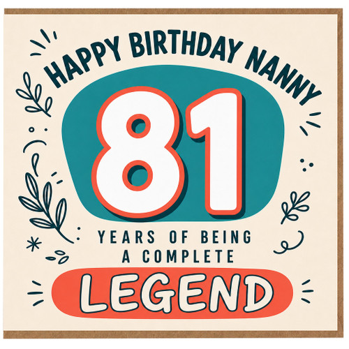 Nanny 81st Birthday Card, Happy Birthday Nanny 81 Years of Being a Complete Legend