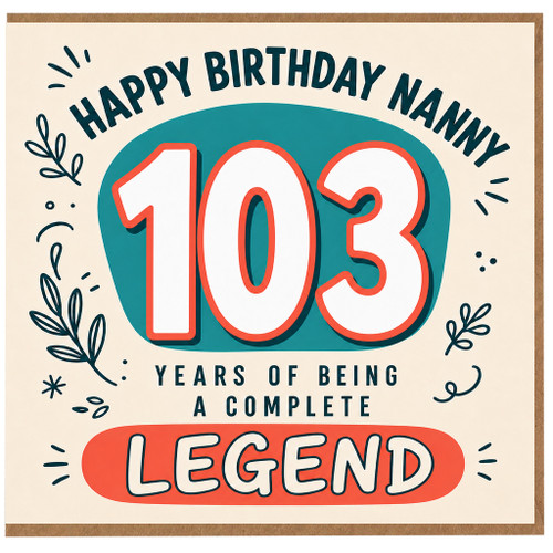 Nanny 103rd Birthday Card, Happy Birthday Nanny Complete Legend Card