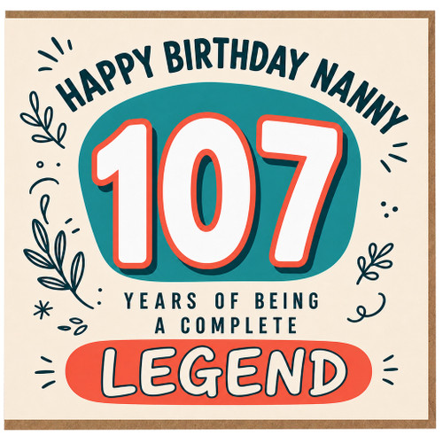 Nanny 107th Birthday Card, Happy Birthday Legend Card