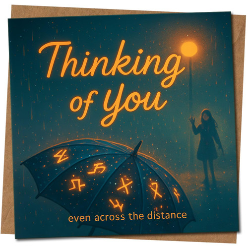 Thinking of You Card - Even Across the Distance - Heartfelt Square Greeting Card 145mm x 145mm - for Message, Includes Kraft Envelope