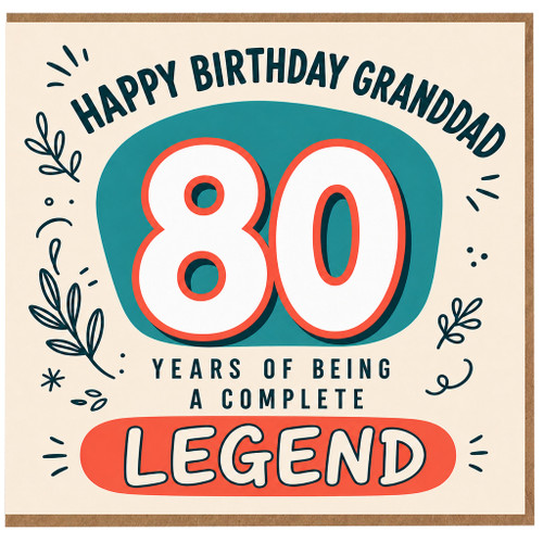 80th Birthday Card for Granddad, Happy Birthday Granddad Legend Card