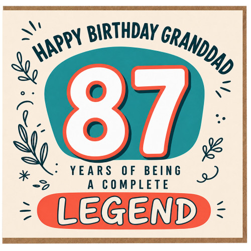 87th Birthday Card for Granddad, Happy Birthday Granddad Complete Legend Birthday Card