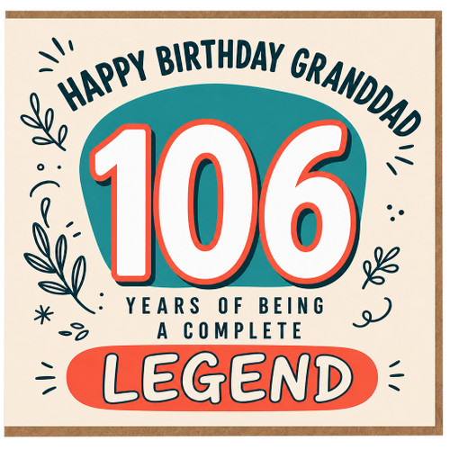 106th Birthday Card for Granddad, Happy Birthday Grandad Card