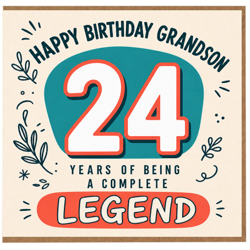 24th Birthday Grandson Card, Happy 24th Birthday Legend Card