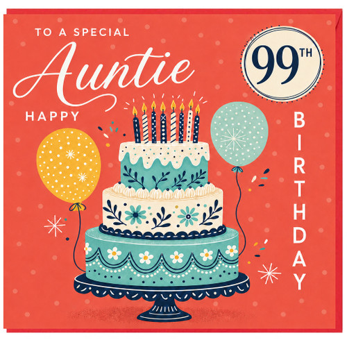 99th Birthday Card for Auntie, Happy Birthday Auntie Card